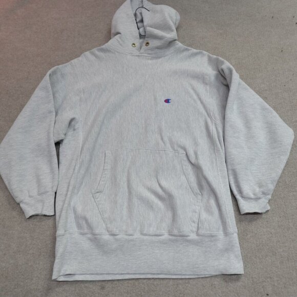 Vintage Champion Sweater Medium Gray Reverse Weave USA Blank Warm Up Hoodie - Picture 1 of 10